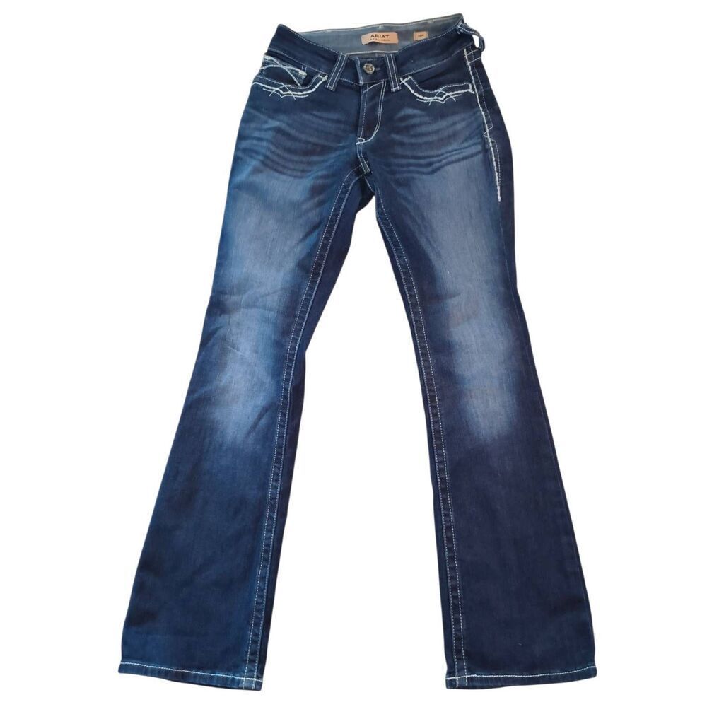 Ariat REAL Mid Rise Boot Entwined Jeans Marine Blue Bootcut 26R